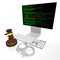 3D law, computer crime, hacking concept - handcuffs