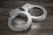 3D law, crime concept - handcuffs, wooden background