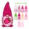 3D layered valentines gnome with strawberry. Love symbols. Paper,laser cut template