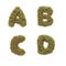 3D letter alphabet covered with grass and spring flowers - letters A-D