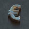 3d letters, euro symbol on a rusted metal surface, 3d render