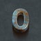 3d letters, number zero on a rusted metal surface, 3d render