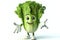 3d Lettuce character with a smiling face on a white background. ai generative