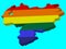 3D LGBT flag map of Venezuela vector