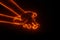 3D Light fire glowing close up view of hand grabbing effect