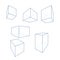 3d Line Cubes and Parallelepipeds. Vector Set of Outline Perspective Drawing