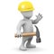 3d Little construction worker with a hammer