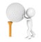 3D little human character and a Golf Ball and Tee