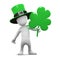 3d Little man celebrates St Patricks with clover