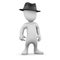 3d Little man wearing a trilby hat