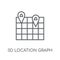 3D Location Graph linear icon. Modern outline 3D Location Graph