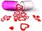 3d love pill with red hearts for Valentine\'s Day