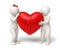 3d loving couple holding a red puzzle heart - Valentines