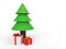 3d low poly Christmas tree and gift boxes