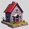 3D low poly house on a plain background