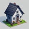 3D low poly house on a plain background