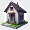 3D low poly house on a plain background