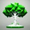 3D low poly tree on a plain background