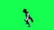 3D magic talking horse in sportswear doing hip hop dance from right angle on green screen 3D people walking background chroma key