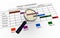 3d magnifying glass over gantt chart