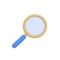 3D magnifying glass vector icon. Optical tool for finding details, reading small print, discovery, research, search, analysis conc