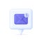 3D Mail envelope icon with notification new message on speech bubble. New notification arrived