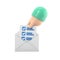 3d mail envelope icon with task management todo check list in hand holding. Minimal email letter with letter paper read