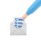 3d mail envelope icon with task management todo check list in hand holding. Minimal email letter with letter paper read