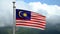 3D, Malaysian flag waving on wind. Closeup of Malaysia banner blowing soft silk