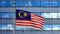 3D, Malaysian flag waving on wind. Closeup of Malaysia banner blowing soft silk