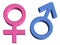 3D Male and Female Gender Symbols