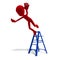 3d male icon toon character falls from the ladder