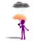 3d male icon toon character standing in the rain