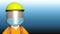 3d male worker wearing face mask isolated