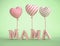 3D Mama Text with balloons in shape of heart
