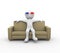 3d man with 3d glasses on sofa