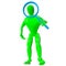 3d man with blue magnifier