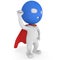 3d man brave superhero with red cloak