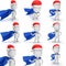 3d man - brave superhero with santa claus hat. Set.