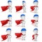 3d man - brave superhero with santa claus hat. Set.