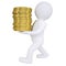 3d man carries a gold coin