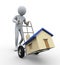 3d man carrying house