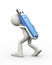 3d man carrying usb flash drive on his back