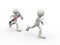 3d man chasing person with claw hammer