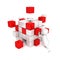 3d man with different blocks. business structure