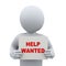 3d man holding help wanted banner sign