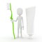 3d man holding a tooth brush