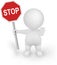 3d Man Illustrator with STOP sign and halt gesture