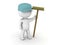 3D Man Janitor with cap and broom