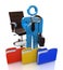 3d man looking for the document to a file folder